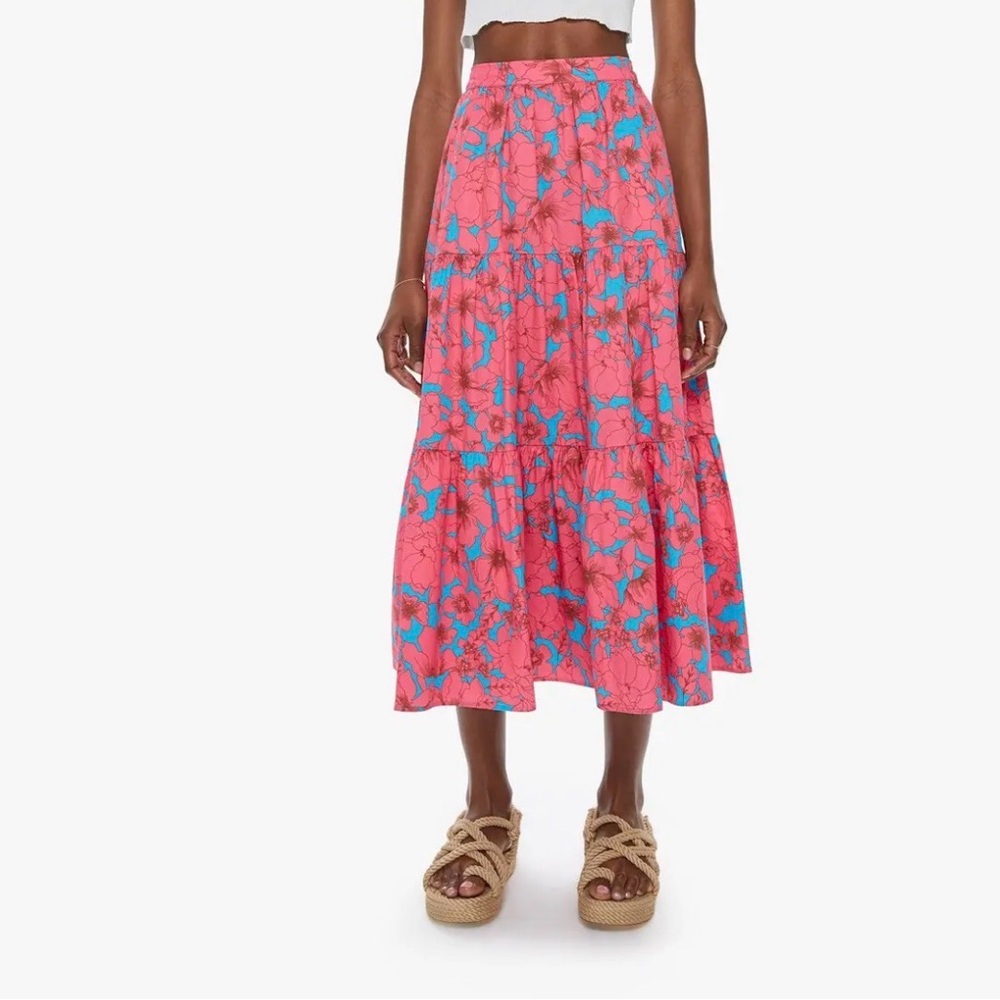 XiRENA Angeline Midi Tiered Skirt Formentera Pink L